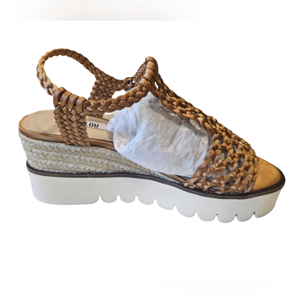132 Bibi Lou Tan and White Wedge Shoes with Elegant Design EU 39
